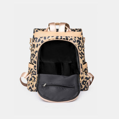 Bolso mochila de cuero PU de leopardo