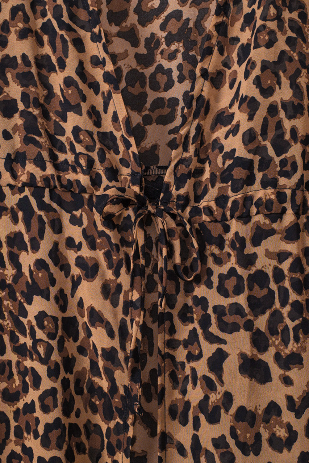 Leopard Open Front Long Sleeve Cover Up