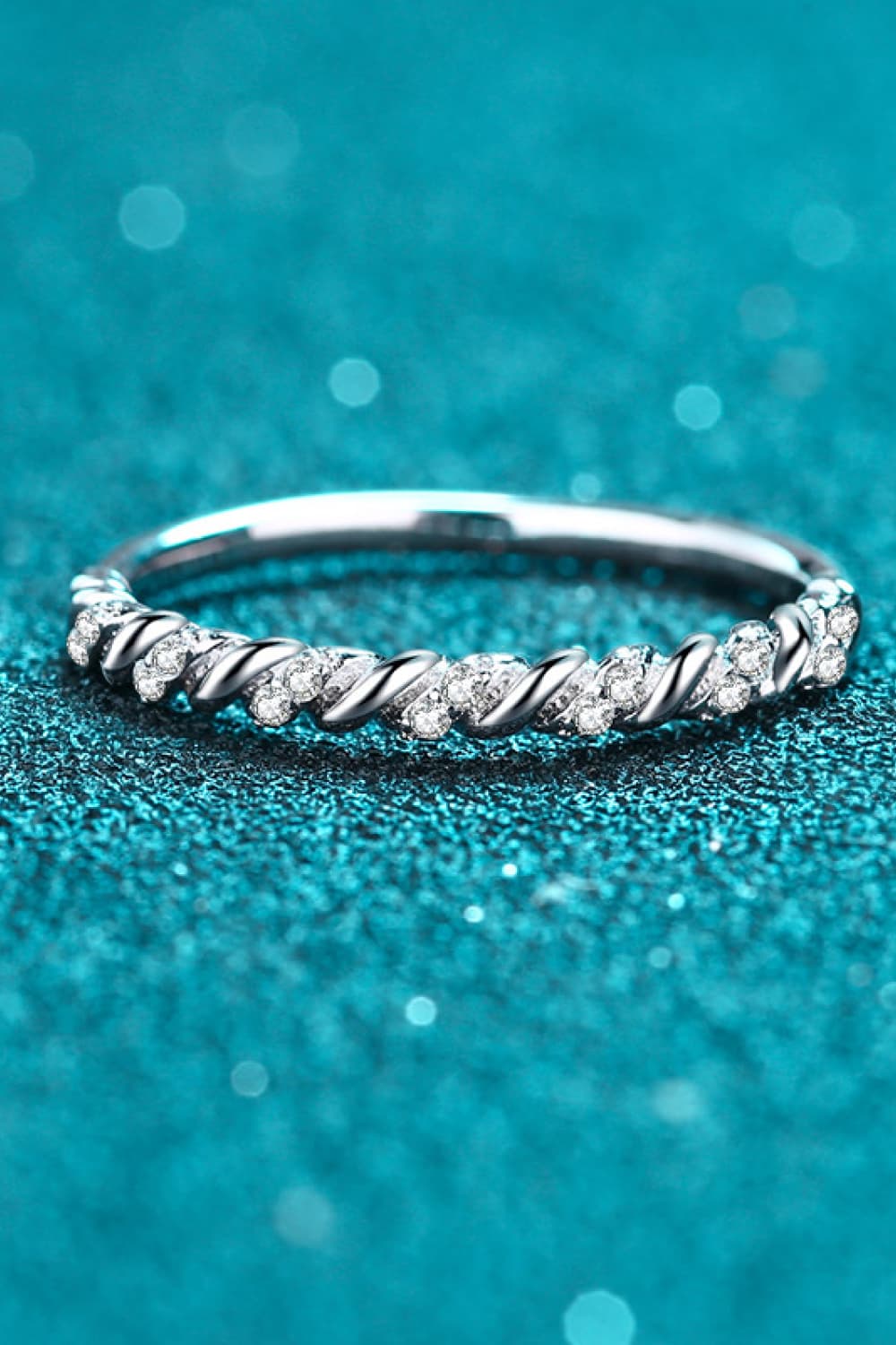 Moissanite Rhodium-Plated Half-Eternity Ring